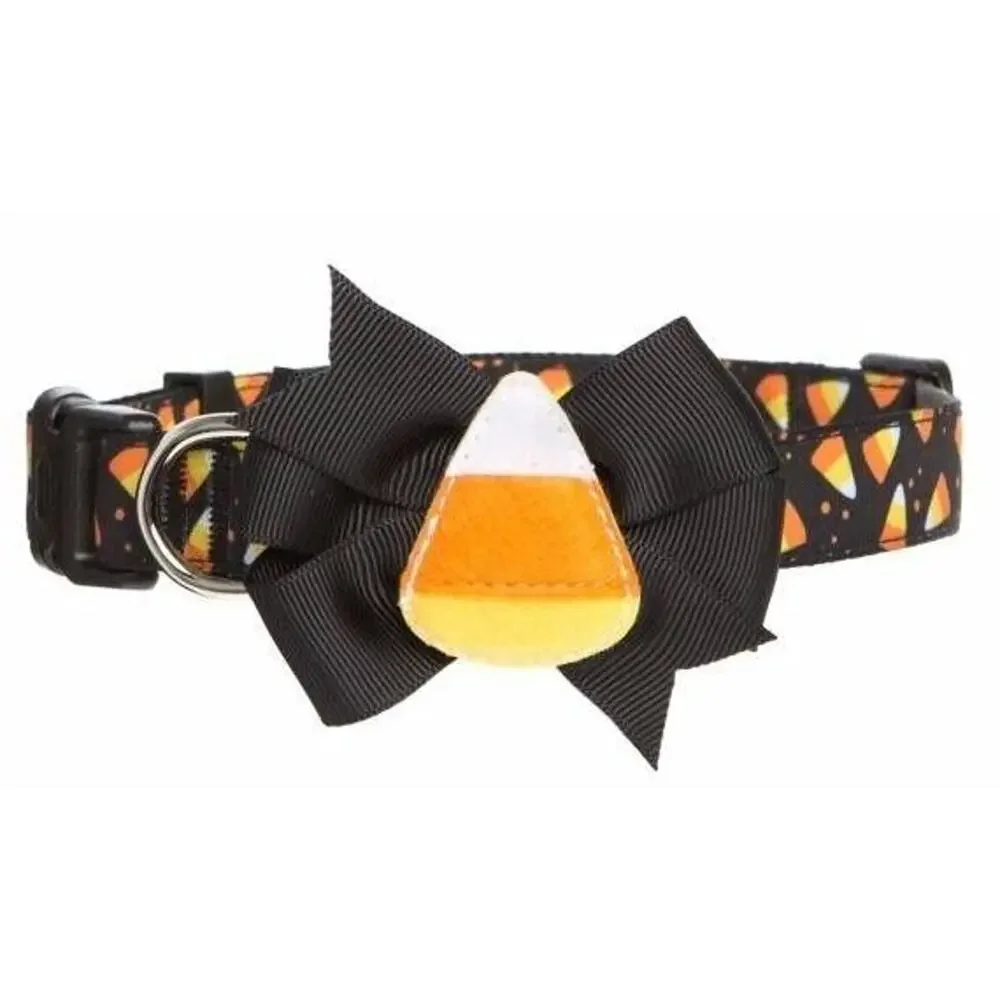 3/$20 New Thrills & Chills Halloween Candy Corn Bow Tie Dog Collar Medium M New